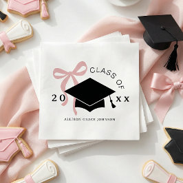 Servilleta De Papel Favor de fiesta de graduación con lazo rosa