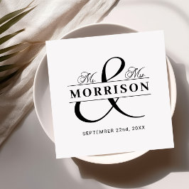 Servilleta De Papel Favor de la boda Sr. Sra. Black White