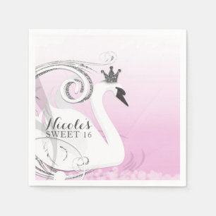 Servilleta De Papel Favor para Baby Shower Princesa Cisne Blanca Plate