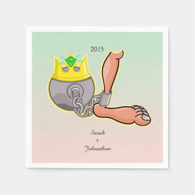 Servilleta De Papel Favor Personalizado De Bola Y Boda En Cadena (Anverso)