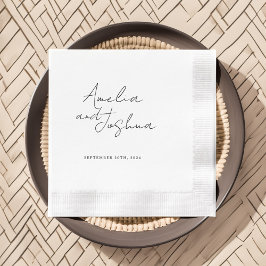 Servilleta De Papel Favores de la boda negra contemporánea