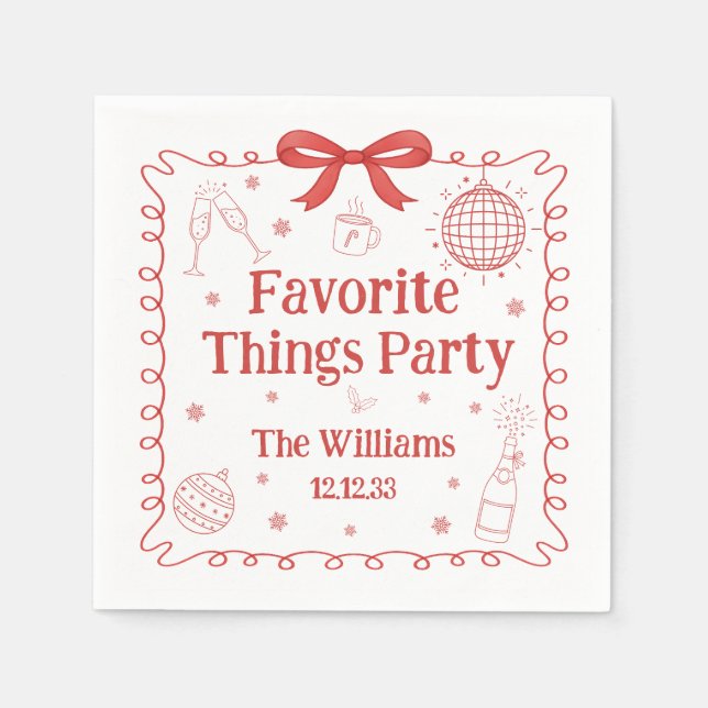Servilleta De Papel Favorite Things Party Red Bow Christmas (Anverso)