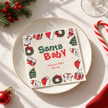 Favoritos para Baby Shower de Santa Bebé Rojo Verd