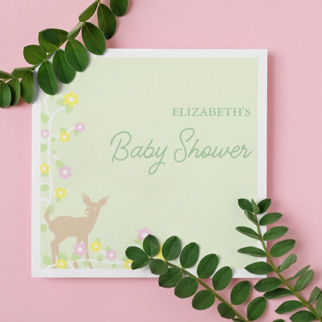 Servilleta De Papel Fawn Floral Girl Baby Shower (Subido por el creador)