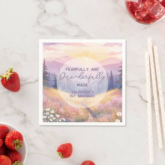 Servilleta De Papel Fearfully and Onederfully Made Girl First Birthday (In situ)