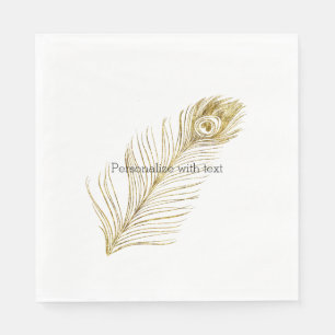 Servilleta De Papel Feather Peacock Gold Glam
