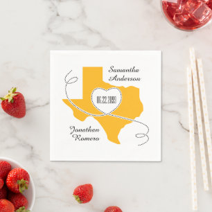 Servilleta De Papel Fecha de Boda de cinta de curado de Texas amarilla