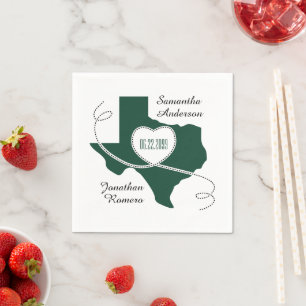 Servilleta De Papel Fecha de Boda de cinta de curado de Texas verde os