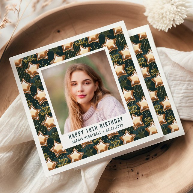 Servilleta De Papel Felices 18.º cumpleaños Foto Globos de Glam Star (Subido por el creador)