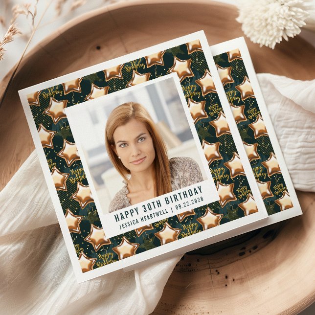 Servilleta De Papel Felices 30.º cumpleaños Foto Globos de Glam Star (Subido por el creador)