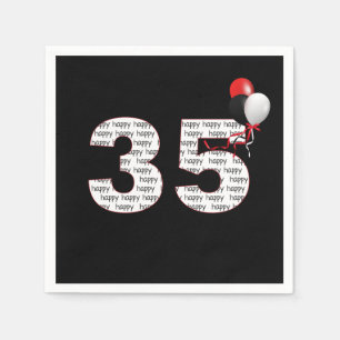 Servilleta De Papel Felices 35 años en las servilletas negras