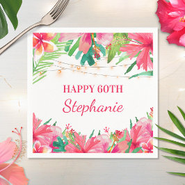 Servilleta De Papel Felices 60 años de luz tropical de cuerdas en Hawá