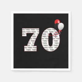 Servilleta De Papel Felices 70 años en las servilletas negras