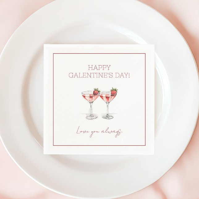 Servilleta De Papel Felices cócteles del Día de Galentine te aman siem (Happy Galentine's Day Cocktails Love You Always Napkins)