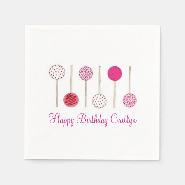 Servilleta De Papel Felices Copas de Pastel de Pastel Rosa (Anverso)