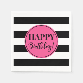 Servilleta De Papel Felices cumpleaños Black Black Stripes Napkins