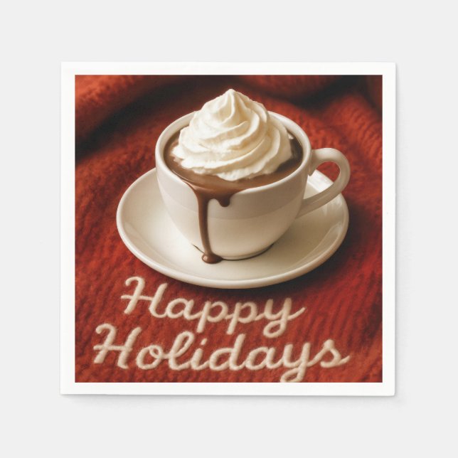 Servilleta De Papel Felices Fiestas Chocolate Caliente (Anverso)