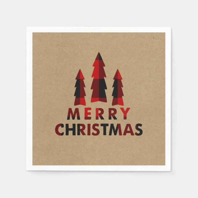 Servilleta De Papel Felices Fiestas Felices Fiestas Árboles de Navidad (Anverso)