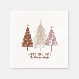 Servilleta De Papel Felices Fiestas Feliz Navidad Árboles Festivos Chi