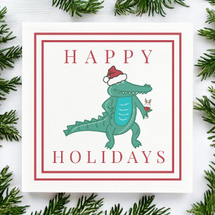 Servilleta De Papel Felices Fiestas Lagarto Santa Vino