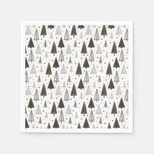 Servilleta De Papel Felices Fiestas Modernas Hand Drawn Pine Trees