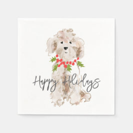 Servilleta De Papel Felices fiestas Navidades de perro Cockapoo