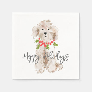 Servilleta De Papel Felices fiestas Navidades de perro Cockapoo