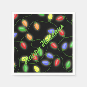 Servilleta De Papel Felices fiestas Navidades String Lights Napkins