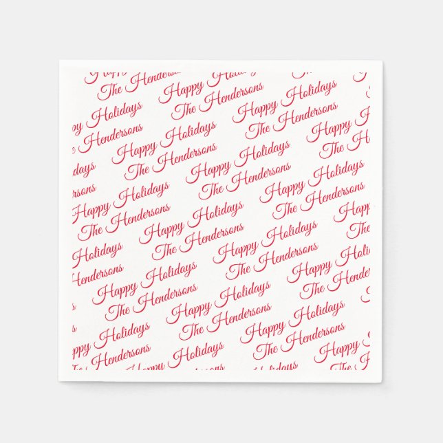 Servilleta De Papel Felices Fiestas Personalizadas (Anverso)