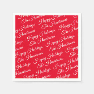 Servilleta De Papel Felices Fiestas personalizadas rojo