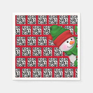 Servilleta De Papel Felices fiestas QR códigos con Snowman