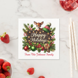 Servilleta De Papel Felices Fiestas Reno Bebé