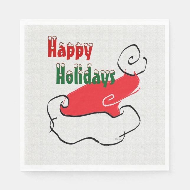 Servilleta De Papel Felices fiestas Santa Hat (Anverso)