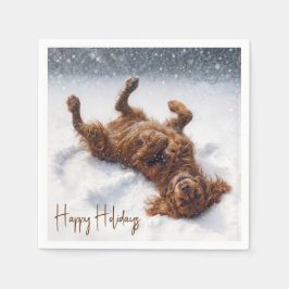 Servilleta De Papel Felices Fiestas Setter Irlandés Ángel de Nieve