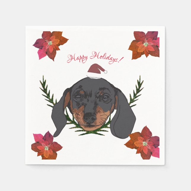 Servilleta De Papel Felices fiestas Weiner Dog (Anverso)