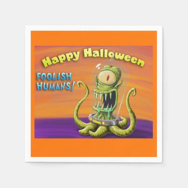 Servilleta De Papel Felices Halloween Foolish Humans (Anverso)