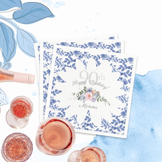 Servilleta De Papel Felices Napkins Blue White Florals (Subido por el creador)