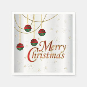 Servilleta De Papel Felices Navidad blancas brillantes