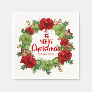Servilleta De Papel Felices Navidad personalizadas de la guirnalda