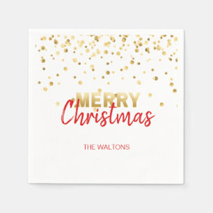 Servilleta De Papel Felices Navidad personalizadas del confeti ROJO