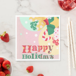 Servilleta De Papel felices navidades de vacaciones con adornos