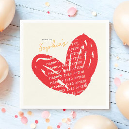 Servilleta De Papel Felices para Siempre Desayuno Nupcial Red Heart