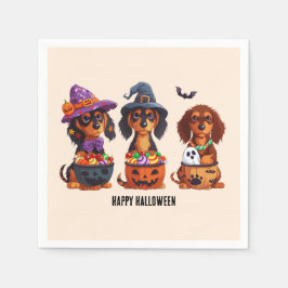 Servilleta De Papel Felices perros Dachshund de Halloween