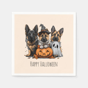 Servilleta De Papel Felices perros pastores alemanes de Halloween