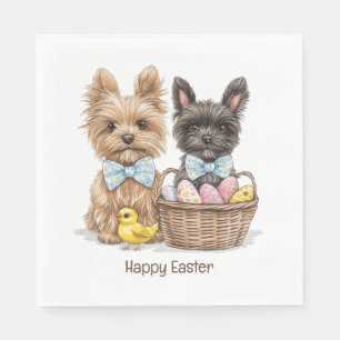 Servilleta De Papel Felices Perros Terrier de Yorkshire en Pascua