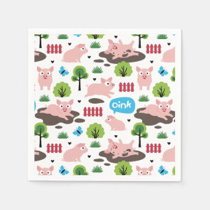 Servilleta De Papel Felices Piglets En Las servilletas De Barro