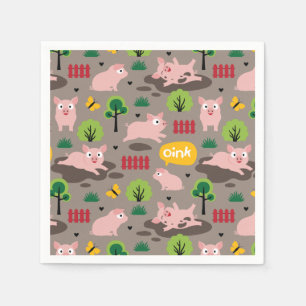 Servilleta De Papel Felices Piglets En Las servilletas De Barro