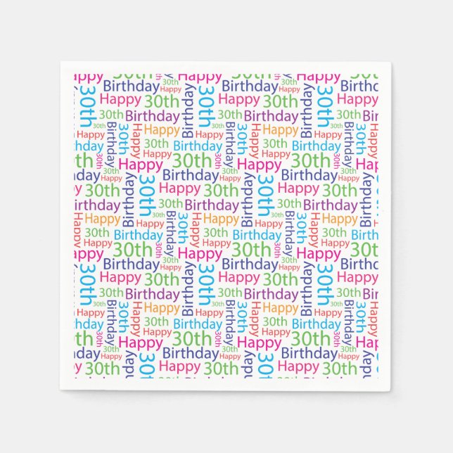 Servilleta De Papel Felices toallas de cumpleaños número 30 (Anverso)