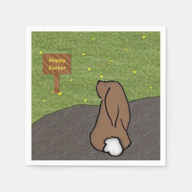 Servilleta De Papel Felices toallas de Papel Bunny de Pascua (Anverso)