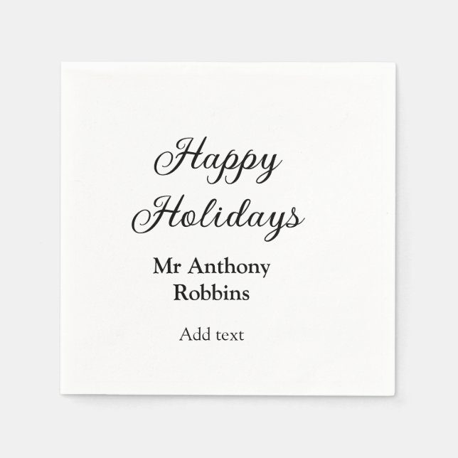 Servilleta De Papel Felices vacaciones añadir nombre fecha año simple  (Anverso)